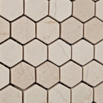 Crema Marfil Marble Tumbled 1" Mini Hexagon Mosaic Tile