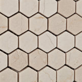 Crema Marfil Marble Tumbled 1" Mini Hexagon Mosaic Tile