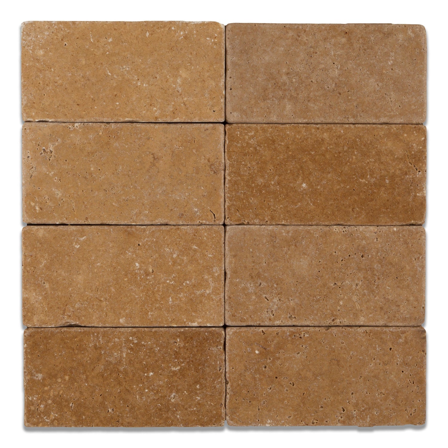 3 X 6 Noce Travertine Tumbled Subway Brick Field Tile