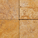 6 X 6 Gold / Yellow Travertine Tumbled Field Tile