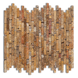 Scabos Travertine Tumbled Random Strip Mosaic Tile