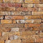 Scabos Travertine Tumbled Random Strip Mosaic Tile