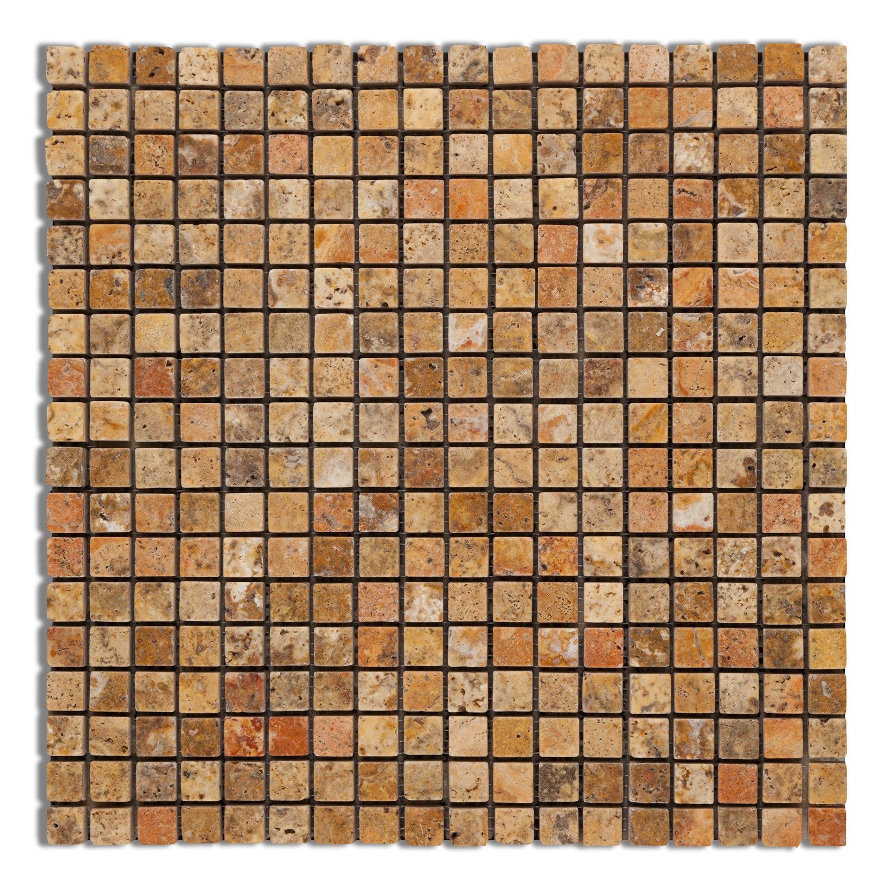 5/8 X 5/8 Scabos Travertine Tumbled Mosaic Tile-Travertine Mosaic-American Tile Depot