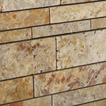 Scabos Travertine Honed Random Strip Mosaic Tile