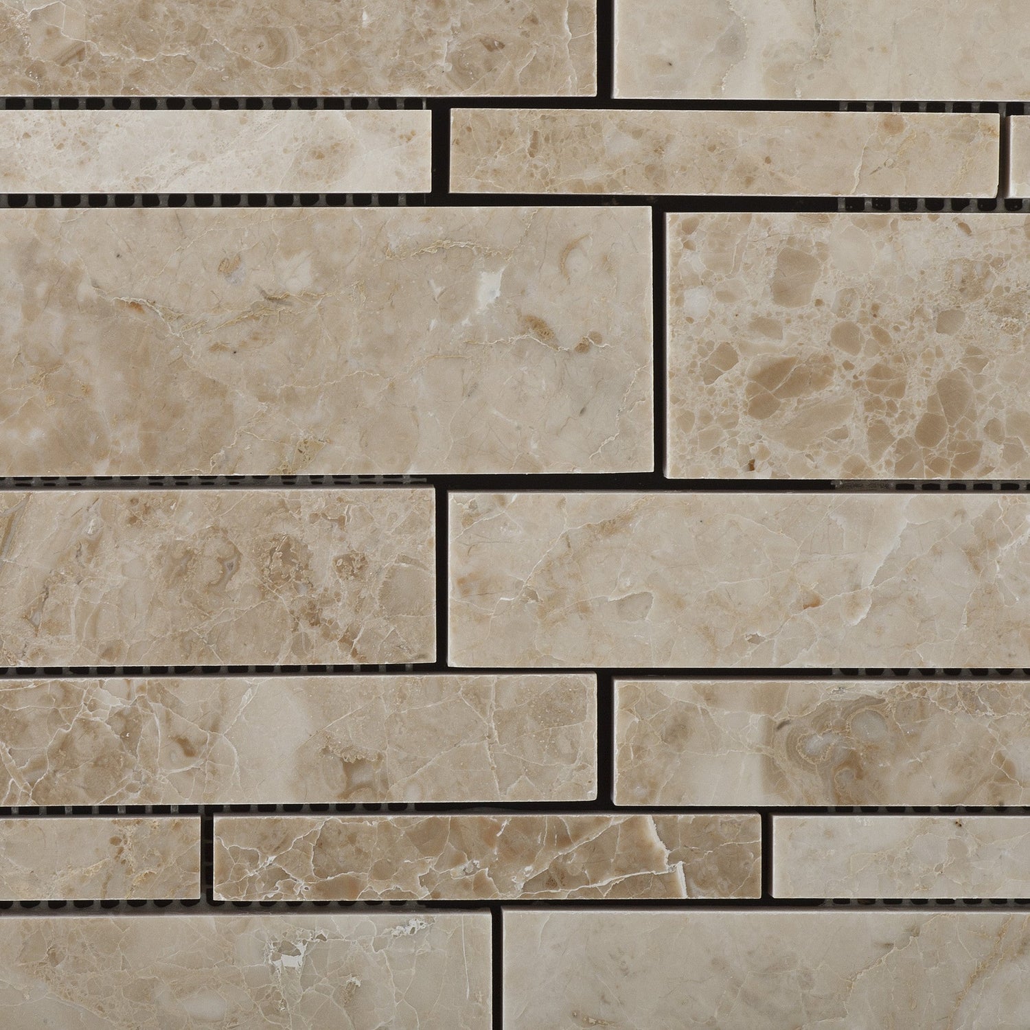 Cappuccino Marble Polished Random Strip Mosaic Tile