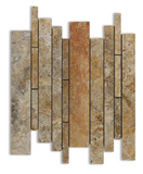 Scabos Travertine Honed Random Strip Mosaic Tile