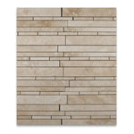 Ivory Travertine Honed Random Strip Mosaic Tile