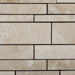 Ivory Travertine Honed Random Strip Mosaic Tile