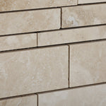 Ivory Travertine Honed Random Strip Mosaic Tile