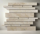 Ivory Travertine Honed Random Strip Mosaic Tile