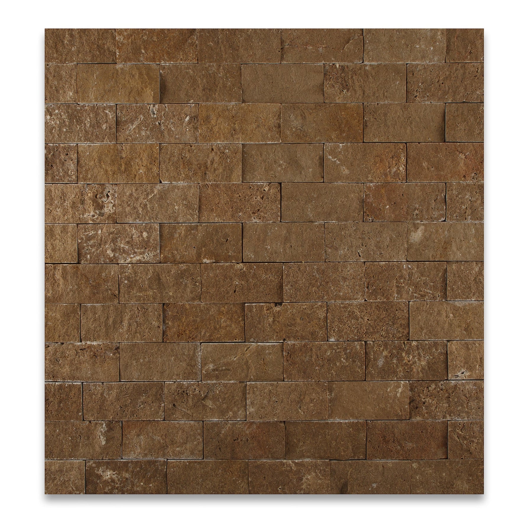 2 X 4 Noce Travertine Split-Faced Brick Mosaic Tile