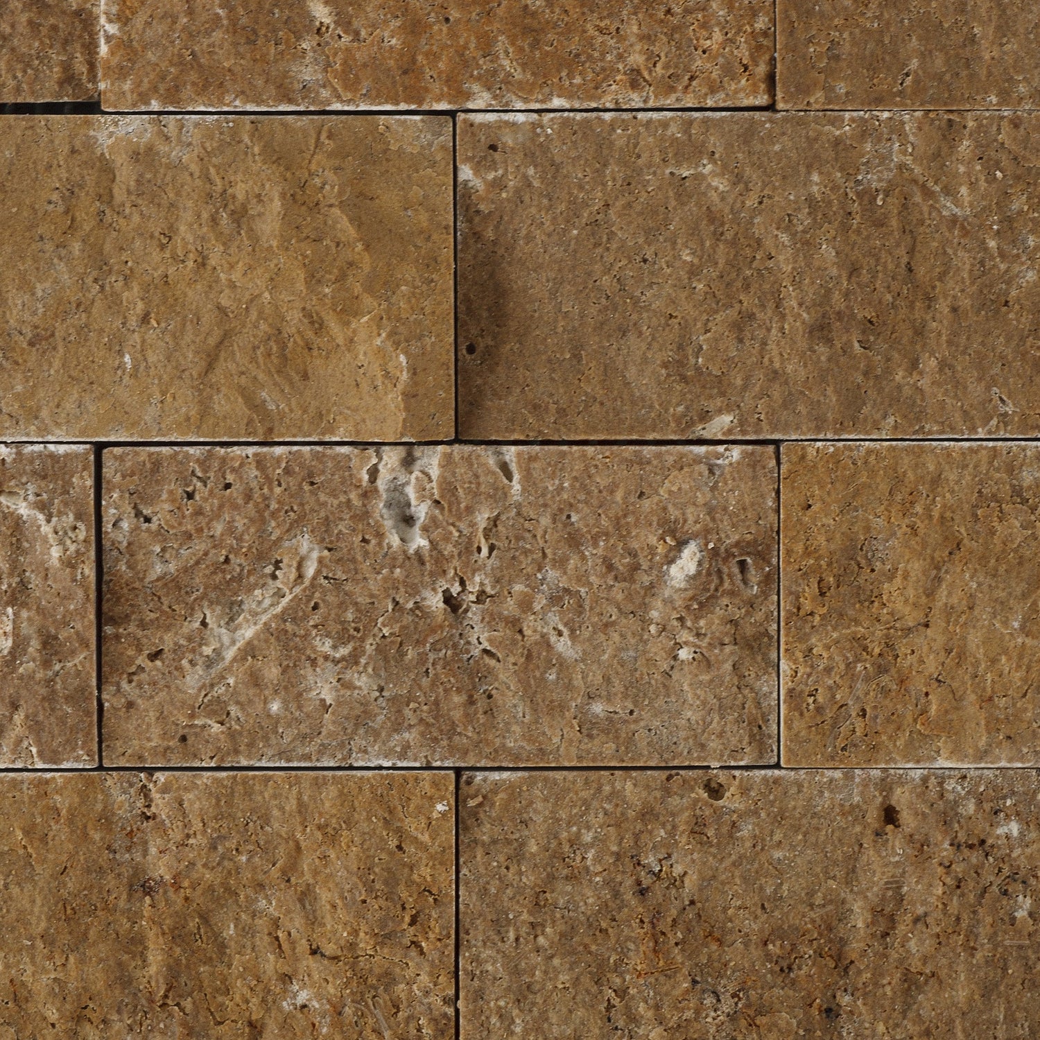 2 X 4 Noce Travertine Split-Faced Brick Mosaic Tile