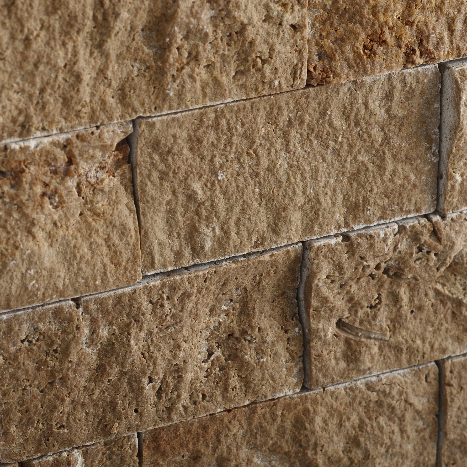 2 X 4 Noce Travertine Split-Faced Brick Mosaic Tile