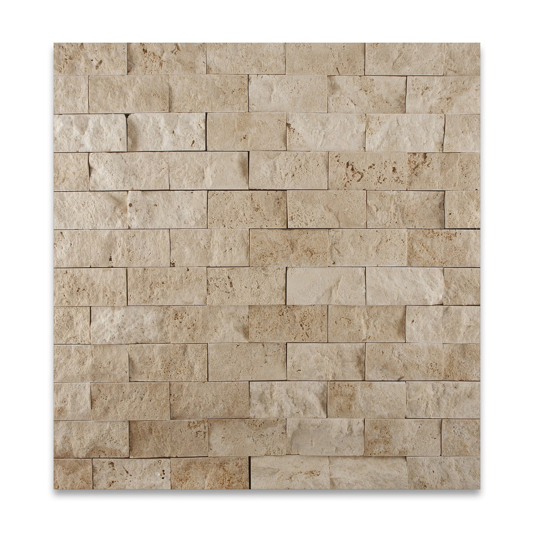 2 X 4 Ivory Travertine Split-Faced Brick Mosaic Tile