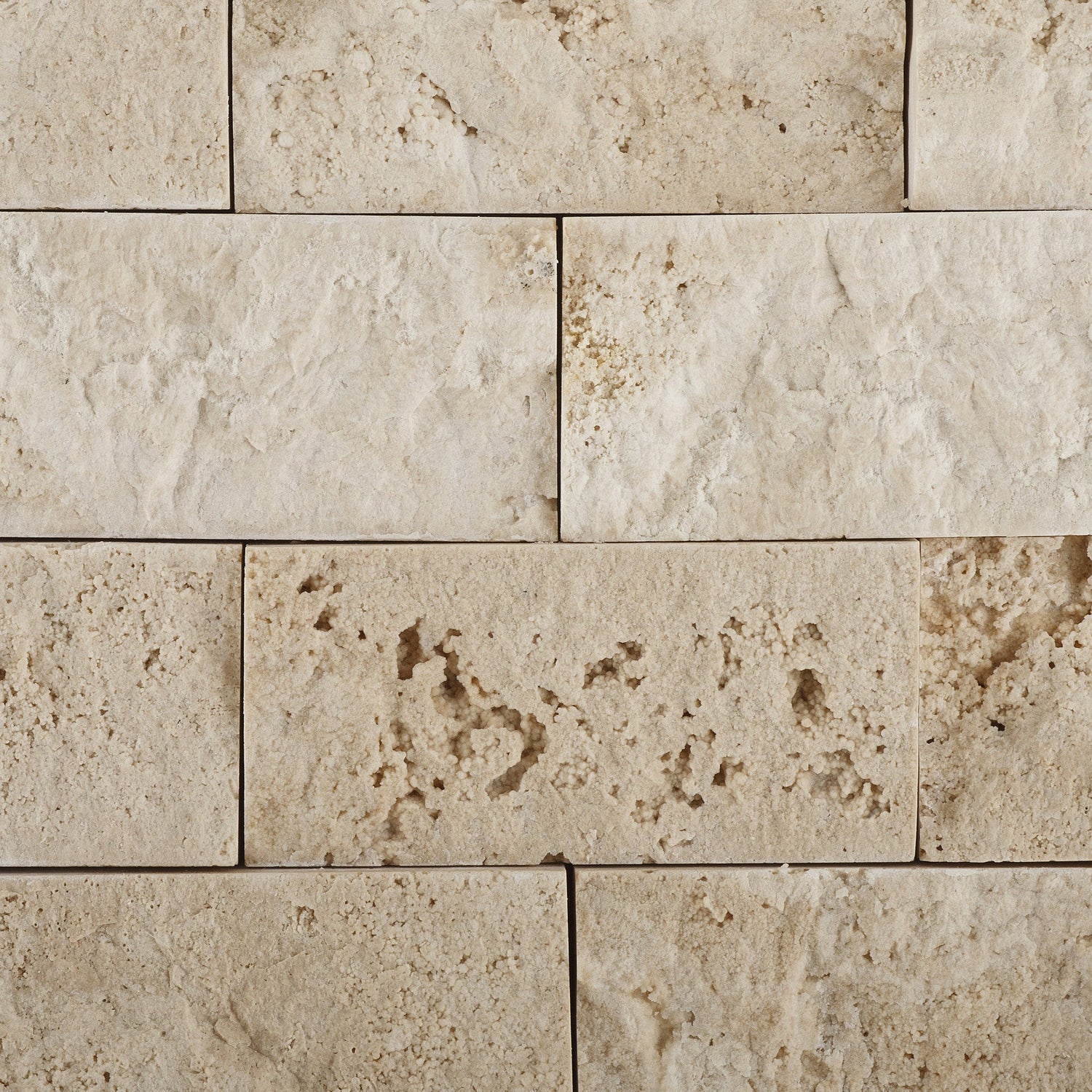 2 X 4 Ivory Travertine Split-Faced Brick Mosaic Tile