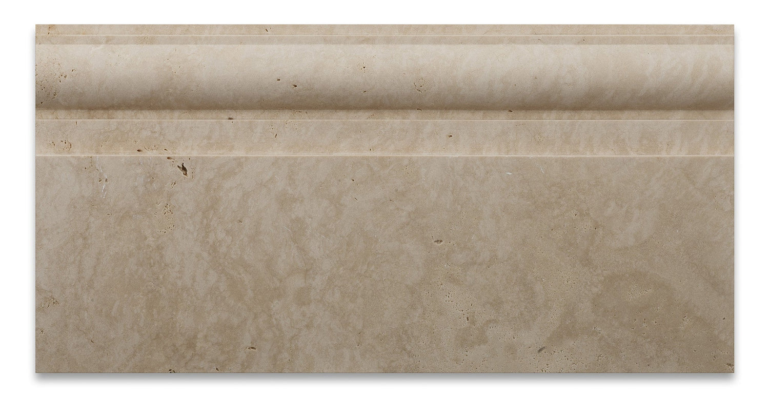 Ivory Travertine Honed 6 X 12 Baseboard Trim Molding