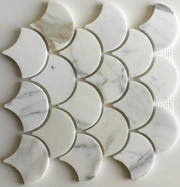 Calacatta Gold Marble Polished 3" Fan Mosaic Tile-Marble Mosaic-American Tile Depot