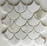 Calacatta Gold Marble Polished 3" Fan Mosaic Tile