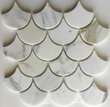 Calacatta Gold Marble Honed 3" Fan Mosaic Tile