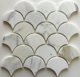 Calacatta Gold Marble Polished 3" Fan Mosaic Tile