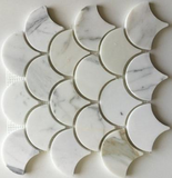 Calacatta Gold Marble Honed 3" Fan Mosaic Tile