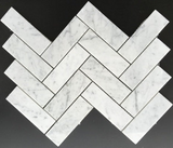 Carrara White Marble Honed 2 x 6 Herringbone Mosaic Tile