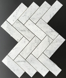 Carrara White Marble Honed 2 x 6 Herringbone Mosaic Tile