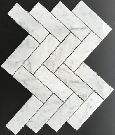 Carrara White Marble Honed 2 x 6 Herringbone Mosaic Tile-Marble Mosaic-American Tile Depot