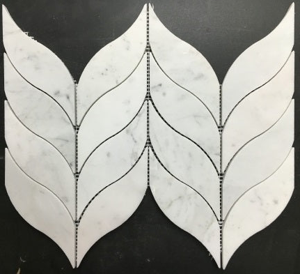 Carrara White Marble Polished Leaf Pattern Mosaic Tile-Marble Mosaic-American Tile Depot