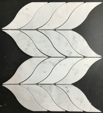 Carrara White Marble Honed Leaf Pattern Mosaic Tile