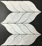 Carrara White Marble Polished Leaf Pattern Mosaic Tile