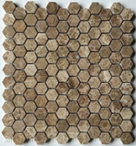 Emperador Light Marble Polished 1" Mini Hexagon Mosaic Tile