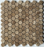 Emperador Light Marble Polished 1" Mini Hexagon Mosaic Tile