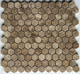 Emperador Light Marble Polished 1" Mini Hexagon Mosaic Tile