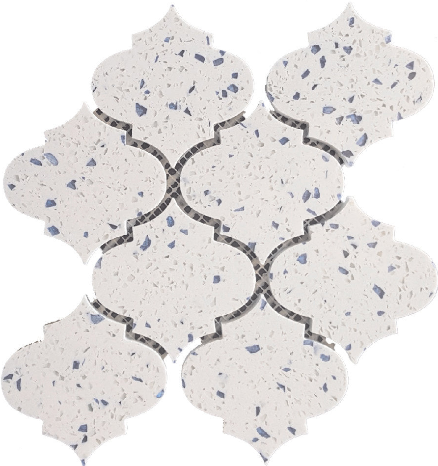 Terrazzo Blue Marble Polished 4" Morocco Mosaic Tile-Marble Mosaic-American Tile Depot