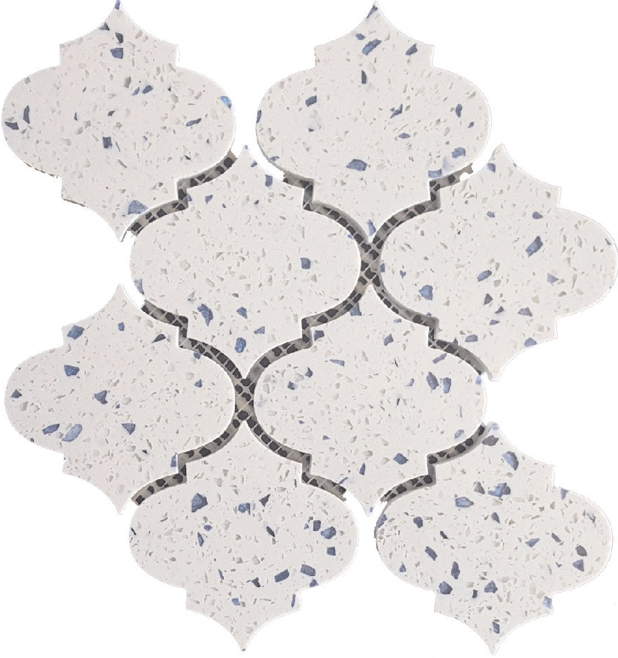 Terrazzo Blue Marble Polished 4" Morocco Mosaic Tile-Marble Mosaic-American Tile Depot