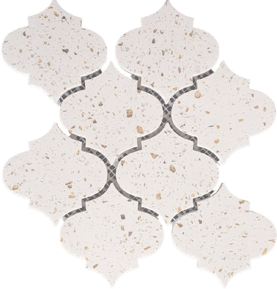 Terrazzo Gold Marble Polished 4" Morocco Mosaic Tile-Marble Mosaic-American Tile Depot