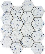 Terrazzo Blue Marble Polished 3" Hexagon Mosaic Tile-Marble Mosaic-American Tile Depot