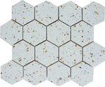 Terrazzo Gold Marble Polished 3" Hexagon Mosaic Tile-Marble Mosaic-American Tile Depot