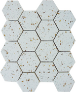 Terrazzo Gold Marble Polished 3" Hexagon Mosaic Tile-Marble Mosaic-American Tile Depot