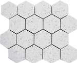 Terrazzo Silver Marble Polished 3" Hexagon Mosaic Tile-Marble Mosaic-American Tile Depot