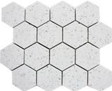 Terrazzo Silver Marble Polished 3" Hexagon Mosaic Tile