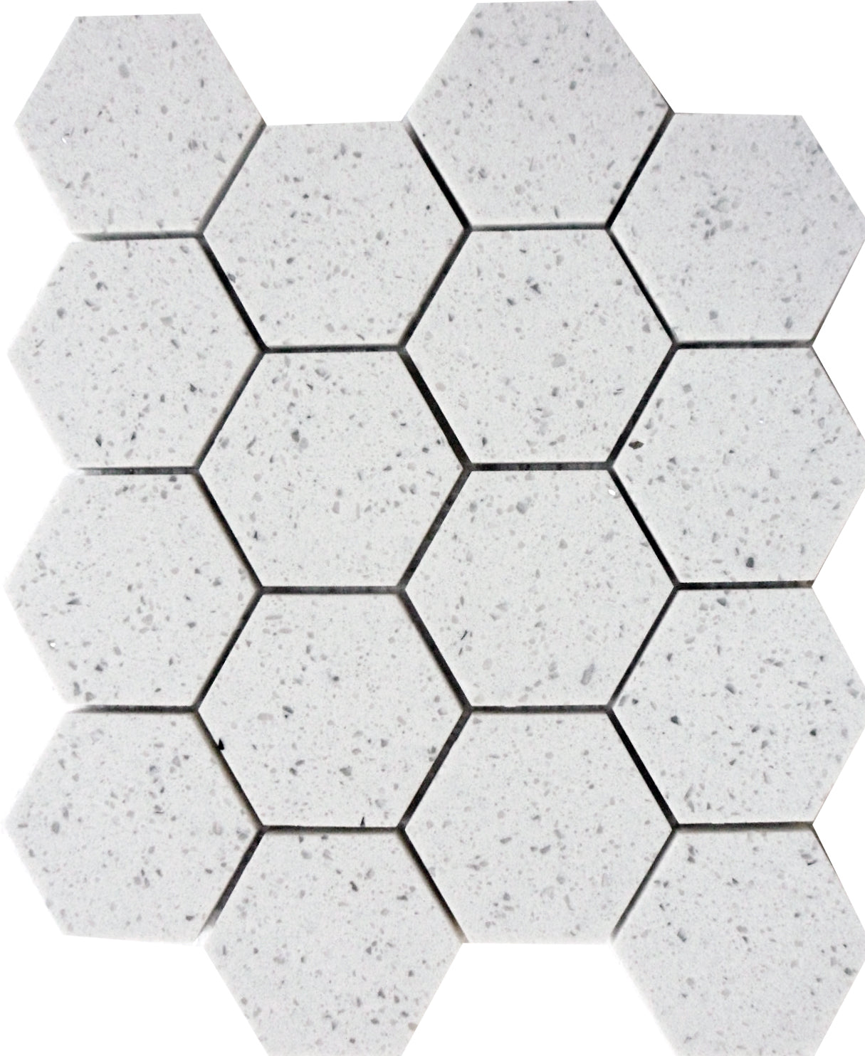 Terrazzo Silver Marble Polished 3" Hexagon Mosaic Tile-Marble Mosaic-American Tile Depot