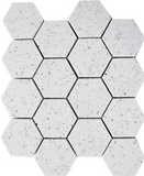 Terrazzo Silver Marble Polished 3" Hexagon Mosaic Tile