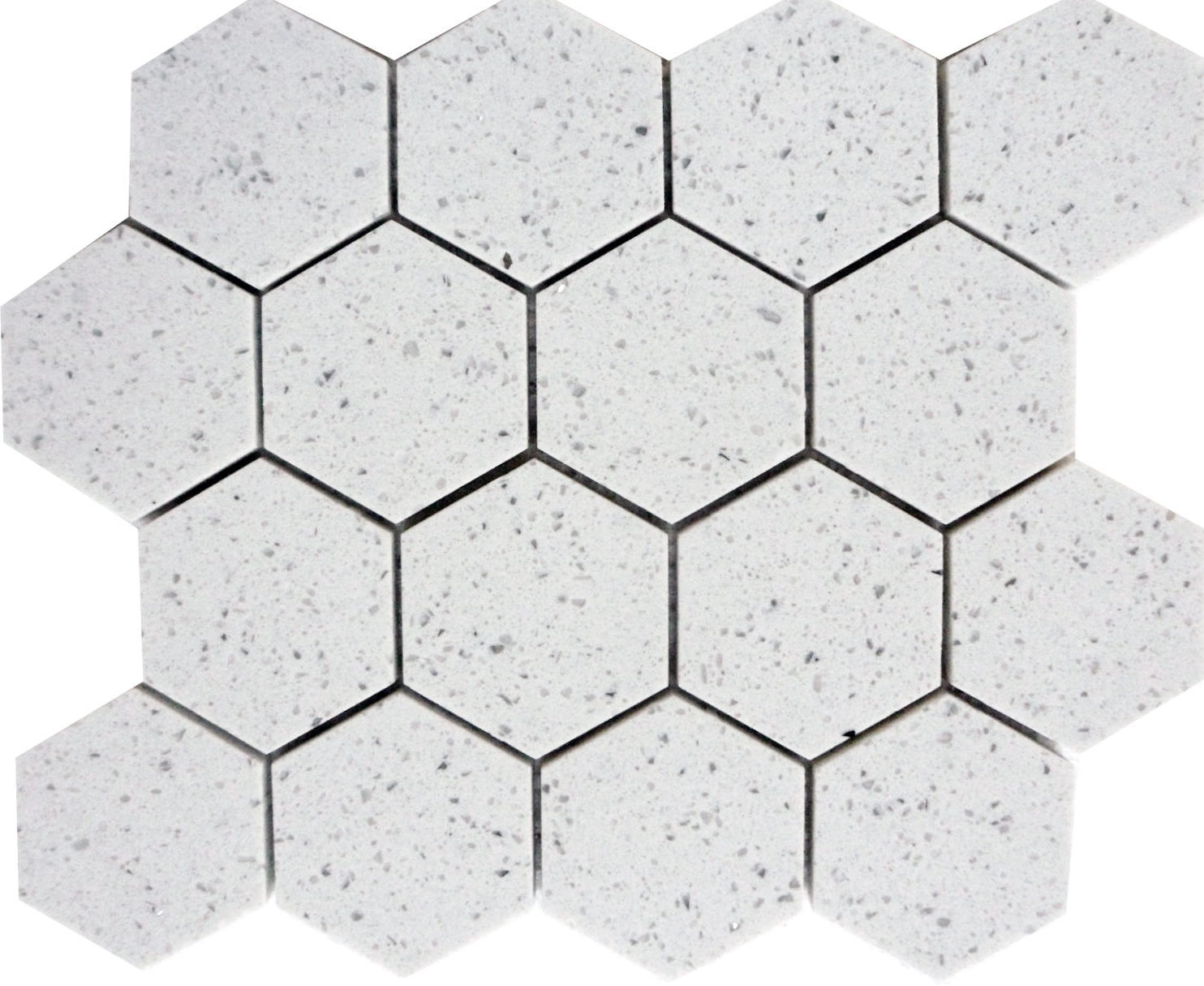 Terrazzo Silver Marble Polished 3" Hexagon Mosaic Tile-Marble Mosaic-American Tile Depot