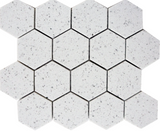 Terrazzo Silver Marble Polished 3" Hexagon Mosaic Tile