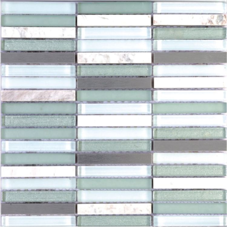 Metal Green Band Linear Mosaic Wall Tile-Mixed Mosaic-American Tile Depot