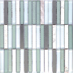 Metal Green Band Linear Mosaic Wall Tile-Mixed Mosaic-American Tile Depot