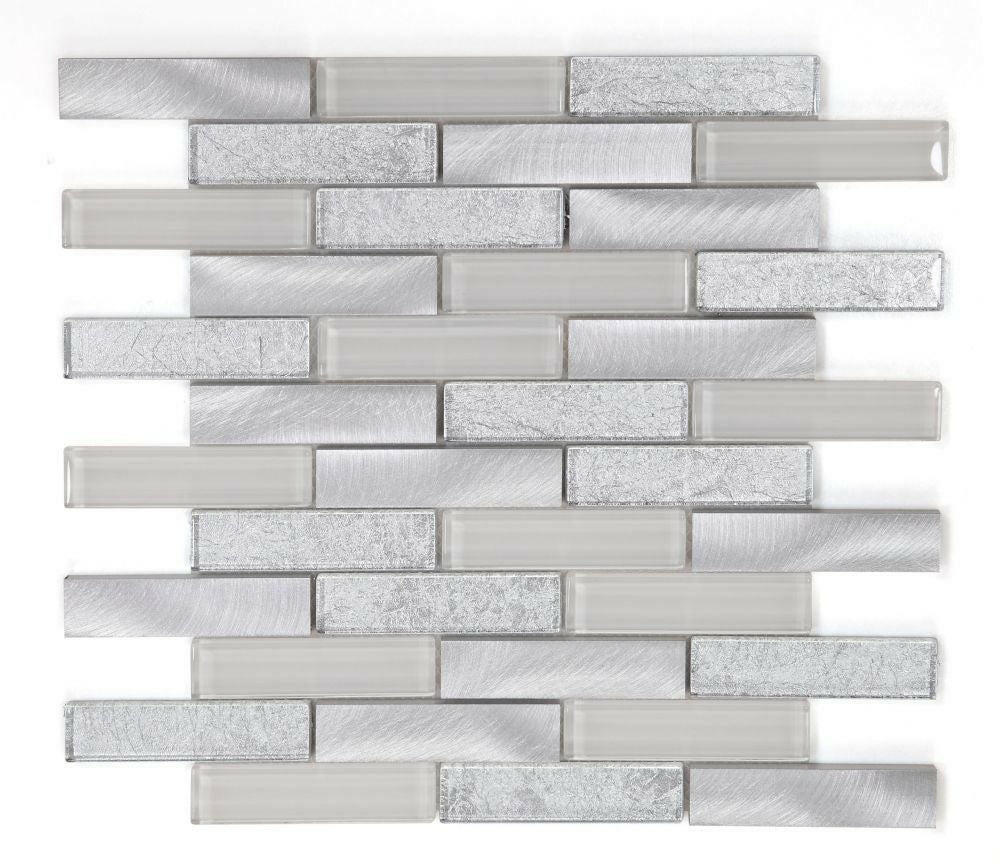 Metal Silver Glossy Linear Mosaic Wall Tile-Mixed Mosaic-American Tile Depot