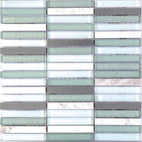 Metal Green Band Linear Mosaic Wall Tile